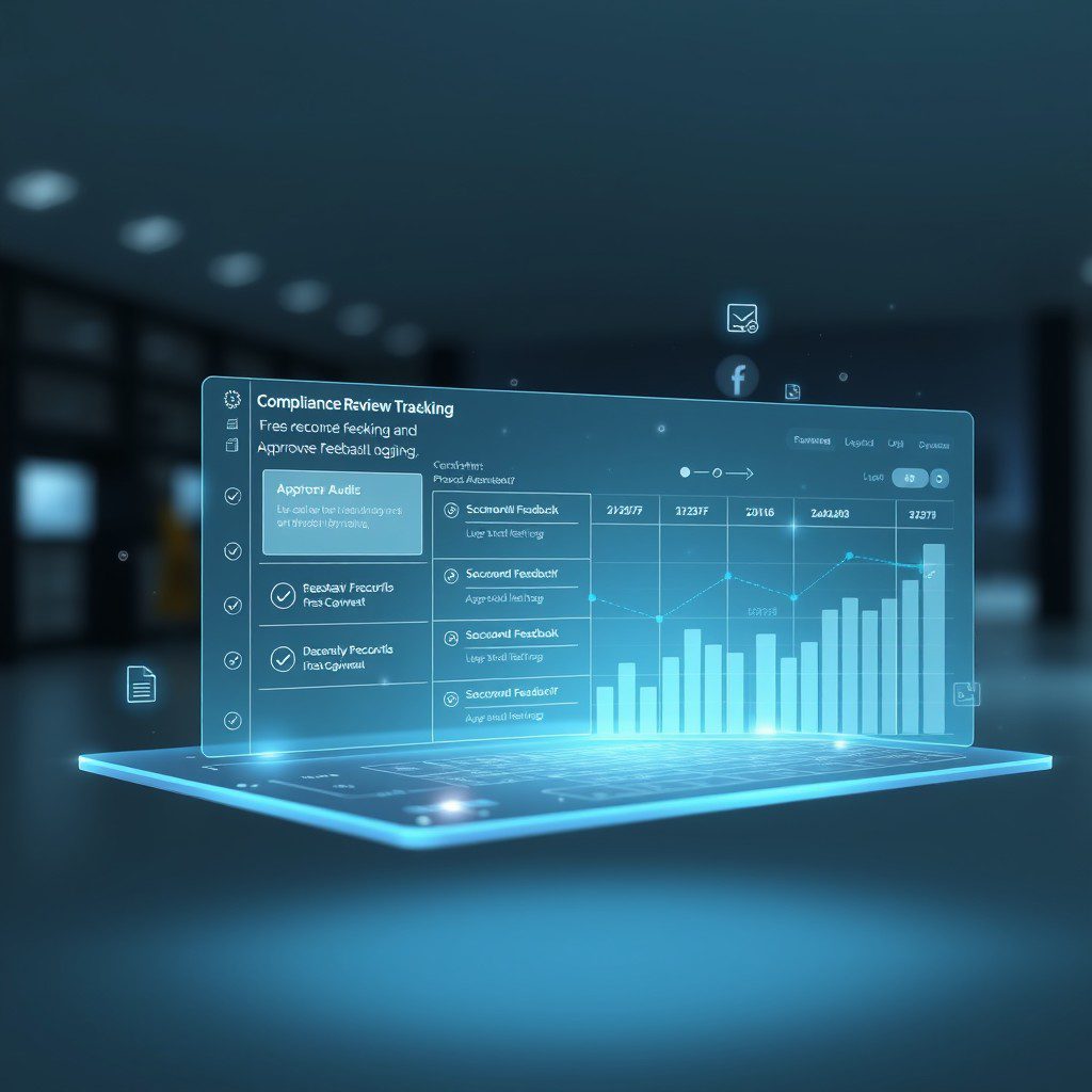 Holographic blue bar chart and data dashboard floating above a tablet in a dark room.