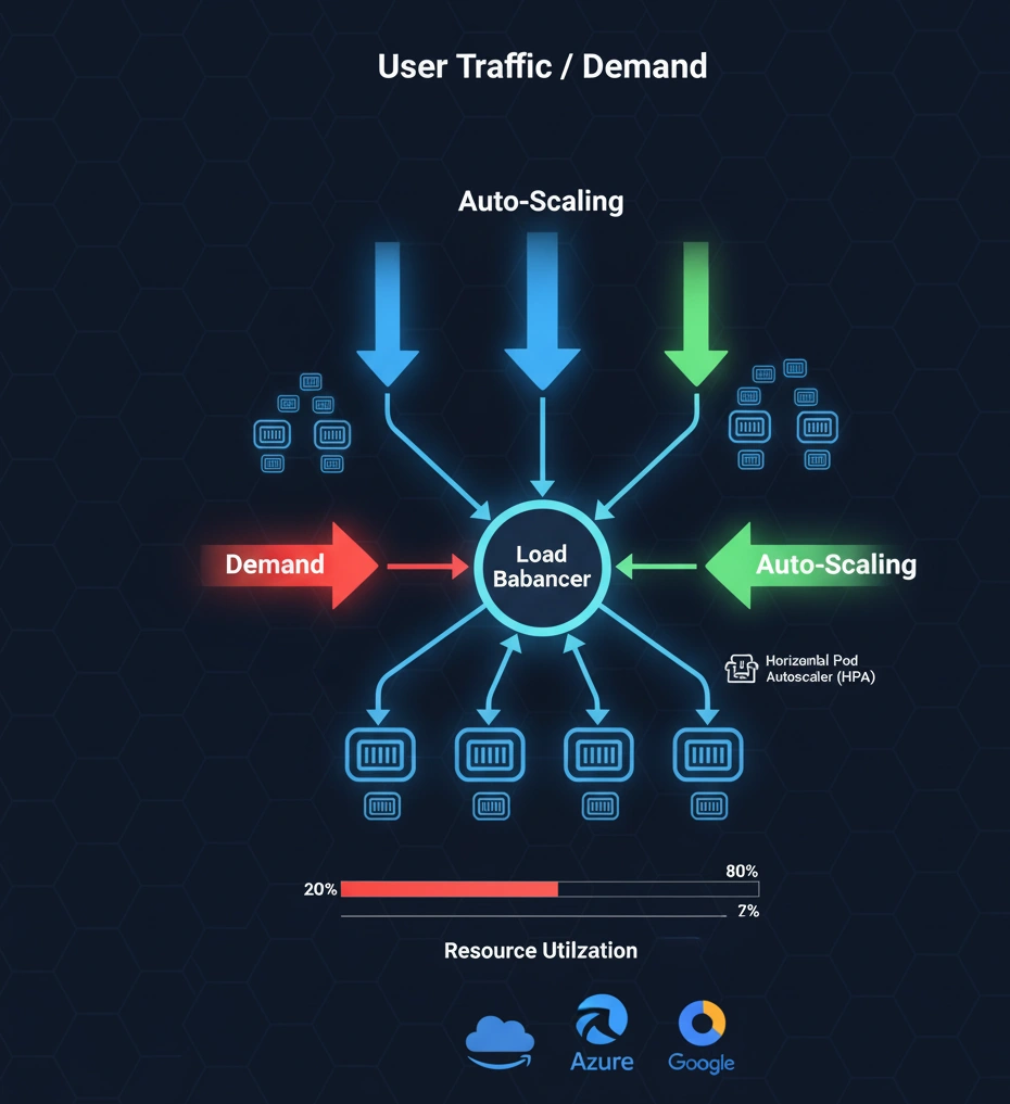 Inbound traffic and load balancing diagram.