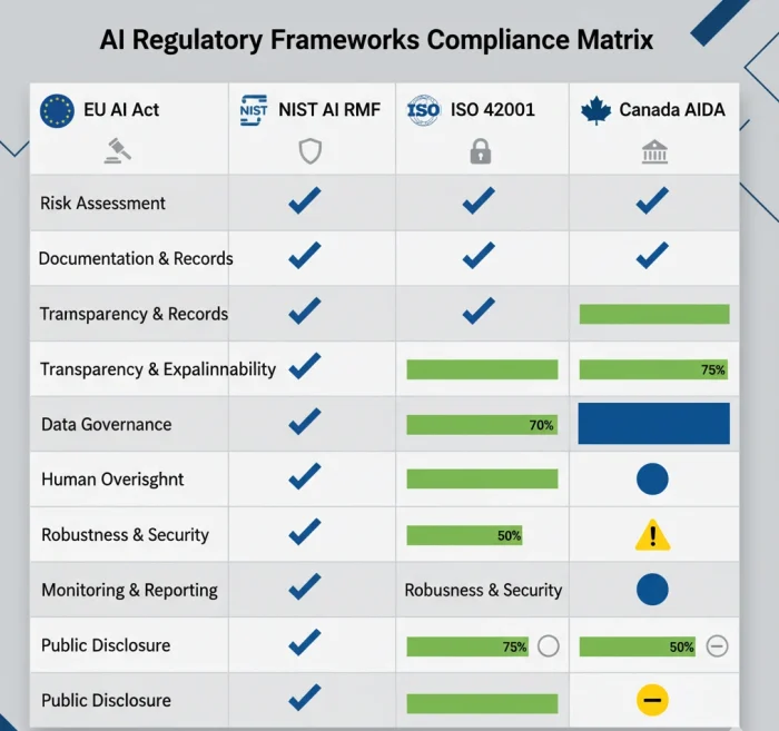 Regulatory frameworks compliance matrix table.