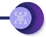 Icon representing IT system integration and connected infrastructure.